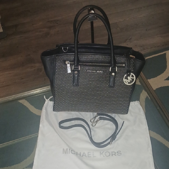 Michael Michael Kors Black Selma Mico Studded Two Way Bag - Picture 2 of 11